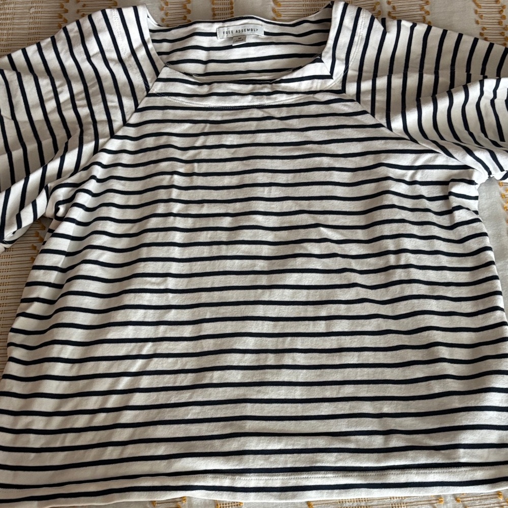 Assembly Label Navy and White Striped Short Sleeve Tee